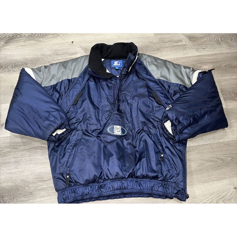 Vintage 1990s Starter UCONN Huskies NCAA Winter Jacket Lined Coat Size XL RARE